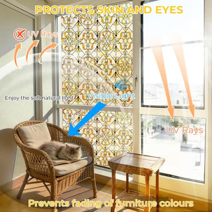 3D Stained Glass Window Privacy Film Decorative Non