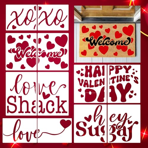 Valentine's Day Stencils for Doormats 27.5" Love Heart Door Mat Stencil (12 Count)