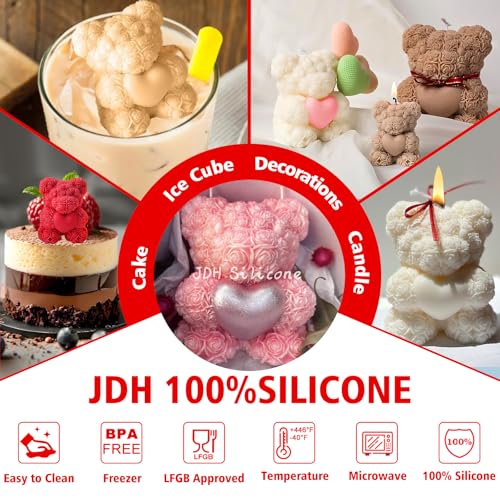 Extra Large 3D Rose Bear Silicone Molds for Candle Epoxy Resin DIY Crafts