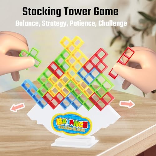 64 Pcs Stacking Tower Game with 22 Cards (64 Count)