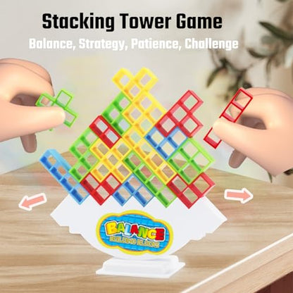64 Pcs Stacking Tower Game with 22 Cards (64 Count)
