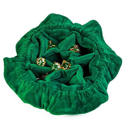Large Dice Bags D&D with Pockets Green Storage Bag for DND RPG Game (4.58 Ounce)