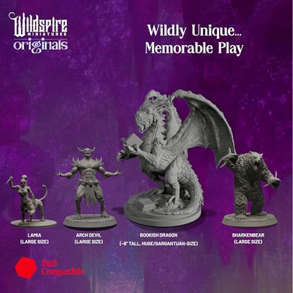 Fantasy Monsters & Bookish Dragon for DND Miniatures Unpainted Bulk 28mm (64 Count)