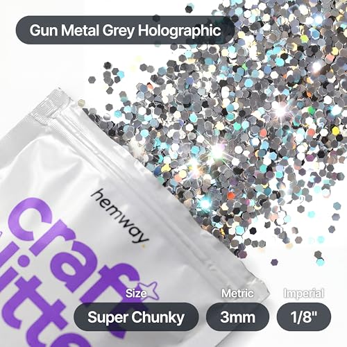 Craft Glitter Gun Metal Grey Holographic 100g Super Chunky Glitter (3.5 Ounce)