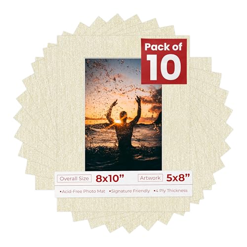 Pack of TEN 8x10 Mats Bevel Cut for 5x8 Photos (10 Count)