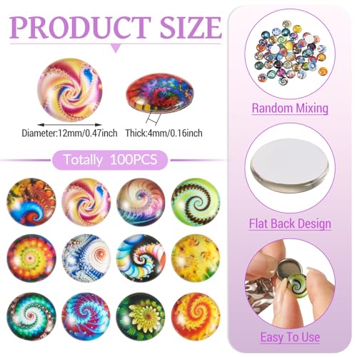 100Pcs Printed Glass Cabochons for Jewelry Making (100 Count)