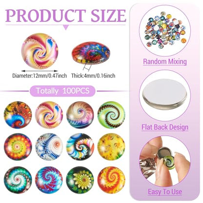 100Pcs Printed Glass Cabochons for Jewelry Making (100 Count)