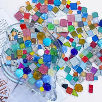 1.1 LB Irregular Glass Mosaic Tiles for Creative Crafts (17.6 Ounce)