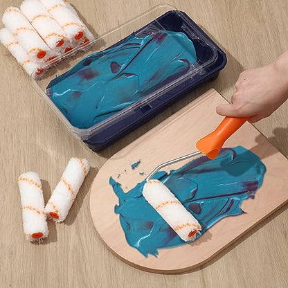 32 Pcs 4 Inch Paint Roller Tray Kit Includes 20 Pcs Disposable Liners and Tray (32 Count)
