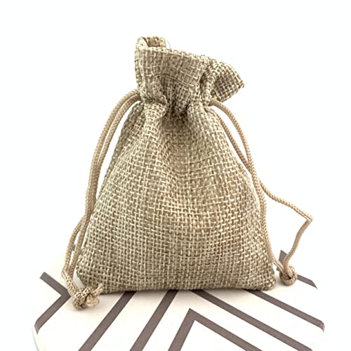 Pack Of 25 Burlap Gift Bags with Drawstring Linen Jewelry Pouches Wedding Hessian Jute Bags for Birthday and Treat Pouches Party Wedding Favors Gift