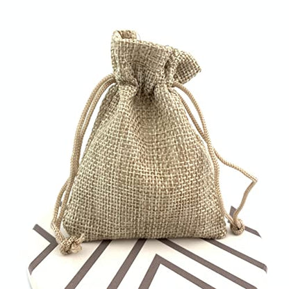 Pack Of 25 Burlap Gift Bags with Drawstring Linen Jewelry Pouches Wedding Hessian Jute Bags for Birthday and Treat Pouches Party Wedding Favors Gift