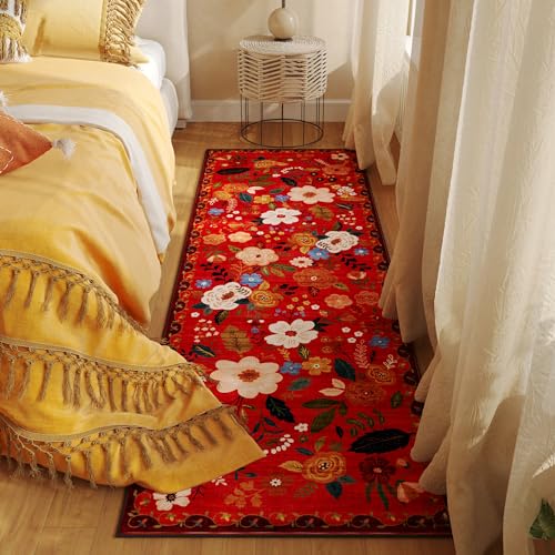 Runner Rug for Hallways Kitchen Rug Non Slip 2'6''x8' Washable Runner Rugs with Rubber Backing Soft Floral Carpet Runner for Hallways