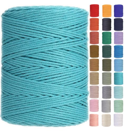 Macrame Cord 3mm x 546yards Natural Macrame Cotton Rope Colored Macrame Rope Soft Cotton Cord Macrame Supplies Craft Rope Macrame Yarn for Plant Hanger Wall Hanger Dreamcatcher