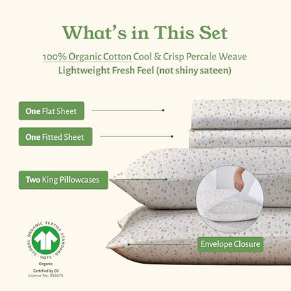 100% Organic Cotton King Bed Sheets Set