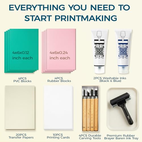 47 Pcs Linocut Kit for Printmaking