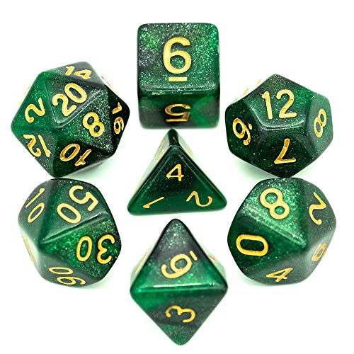 7 Die DND Dice Set Polyhedral Dice Set with a Leather Dice Bag (7 Count)