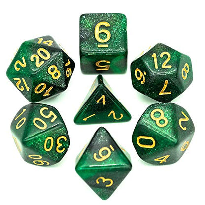 7 Die DND Dice Set Polyhedral Dice Set with a Leather Dice Bag (7 Count)