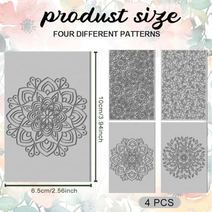 4PCS Polymer Clay Texture Sheets Set for Using with Clay Cutters Boho Clay Mat Effect as Texture Roller DIY Craft Tools Earing Jewelry Making (4 Count)