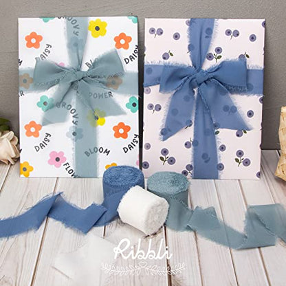 Slate Blue Chiffon Ribbon 1 (60 Foot)