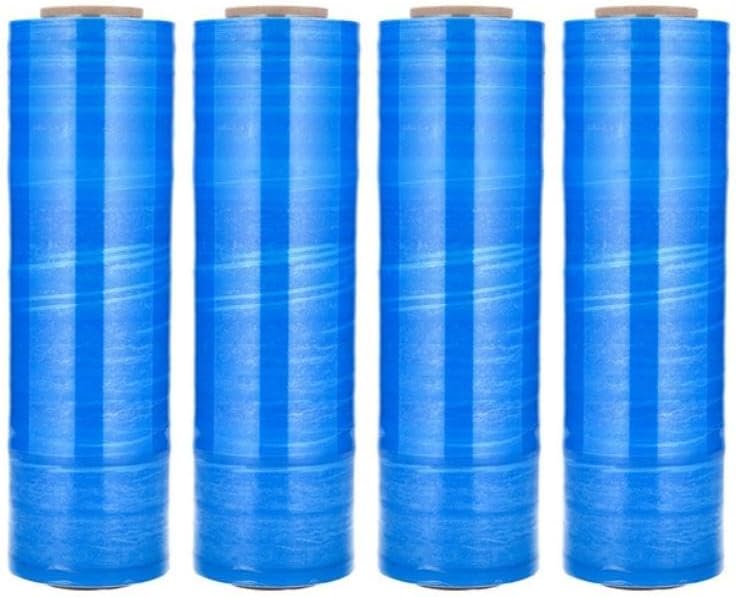 PSBM Blue Stretch Wrap, 15 Inch x 1476 Feet, 72 Pack, Tinted Pre-Stretched Shrink Wrap Film for Moving, Packaging, Pallet Wrapping