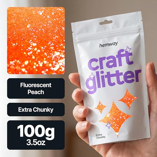 Craft Glitter Fluorescent Peach 100g Extra Chunky Glitter (3.5 Ounce)