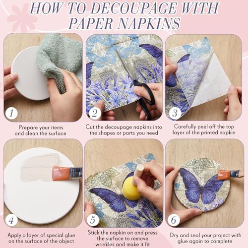 20 Pack Decoupage Napkins Floral Cocktail Decorative Paper Napkins (20 Count)