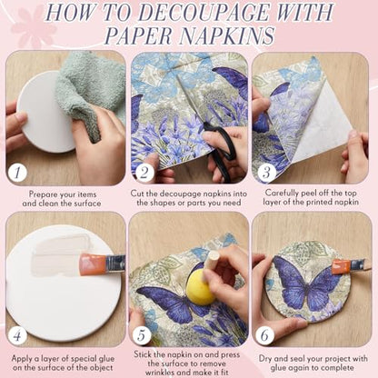20 Pack Decoupage Napkins Floral Cocktail Decorative Paper Napkins (20 Count)