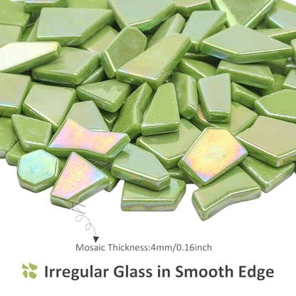 Iridescent Glass Mosaic Tiles for Crafts Bulk (7.05 Ounce)