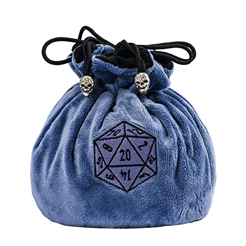 DND Dice Bags Large with Pockets Blue Storage Bag for D&D RPG Games (4.64 Ounce)