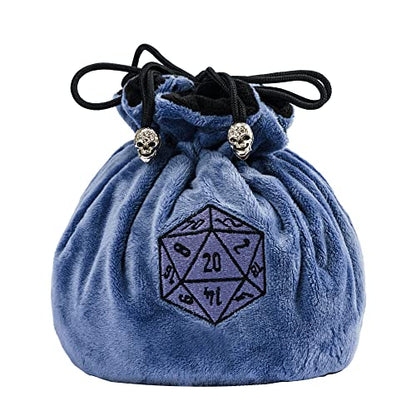 DND Dice Bags Large with Pockets Blue Storage Bag for D&D RPG Games (4.64 Ounce)