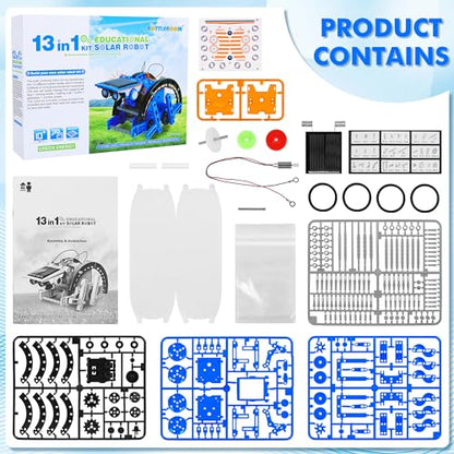 STEM 13-in-1 Education Solar Power Robots Toys for Boys Age 8+ , Educational Toy DIY Science Kits for Kids, Building Experiment Robotics Set Birthday Gifts for 8+ years old boys and girls . (13 Count)