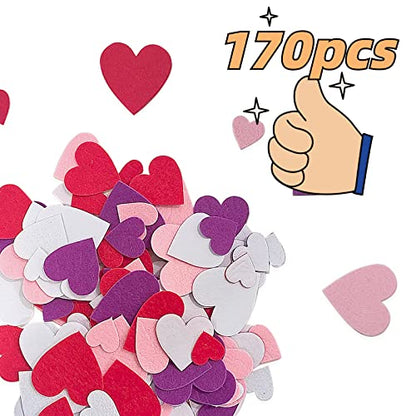 Heart Stickers Felt Stickers Felt Hearts for Crafts Love Shape 136pc (4 Count)