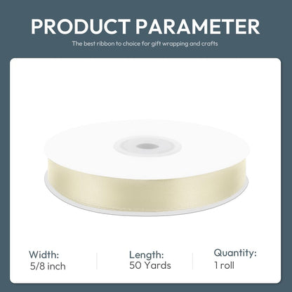 KMER LIFE 5/8" Wide x 50 Yards Ivory Single Faced Polyester Satin Ribbon - Perfect for Wedding Decor, Wreaths, Crafts, Gift Wrapping & Other Projects - Crafty Corner