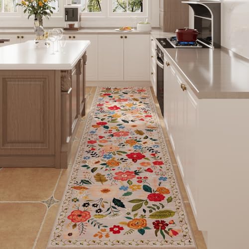 Runners for Hallways Kitchen Runner Rug Non Slip 2'x 10' Long Washable Rugs with Rubber Backing Soft Floral Carpet Runner for Hallways