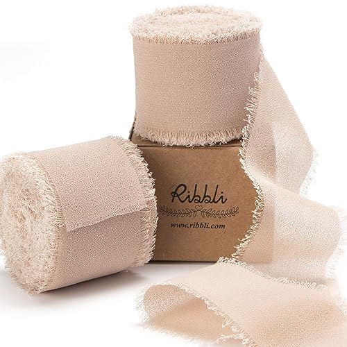 Beige Chiffon Ribbon 1 (60 Foot)