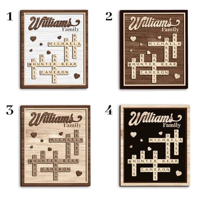 Personalized Crossword Family Names Scrabble Wooden Home Decor