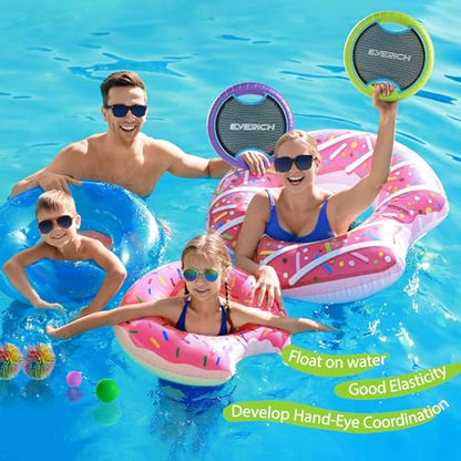 Bouncy Paddle Ball Game for Kids with 2 EVA Foam Trampoline Paddles and 4 Balls