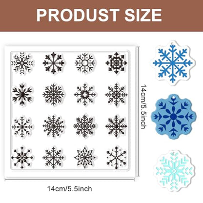 Polymer Clay Texture Sheets Winter Snowflakes Silicone Texture Stamp Christmas Clay Texture Mat Modeling Pattern Pad Texture Sheets for Polymer Clay Making Earrings Jewelry 5.5x5.5inch