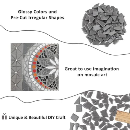 Gray Glass Mosaic Tiles for Bulk (7.05 Ounce)