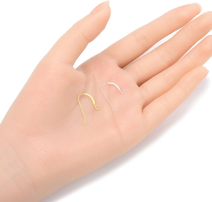 50pcs Adabele Authentic 925 Sterling Silver Elegant French Fish Earring Hooks 18mm Ear Wire (Wire 0.6mm/22 Gauge) for DIY Earrings Jewelry Making SS217-S