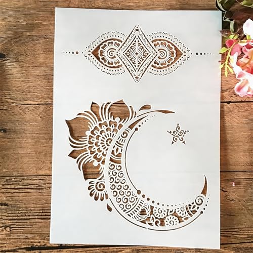 A4 Reusable Palace Moon Flower Stencil for Painting