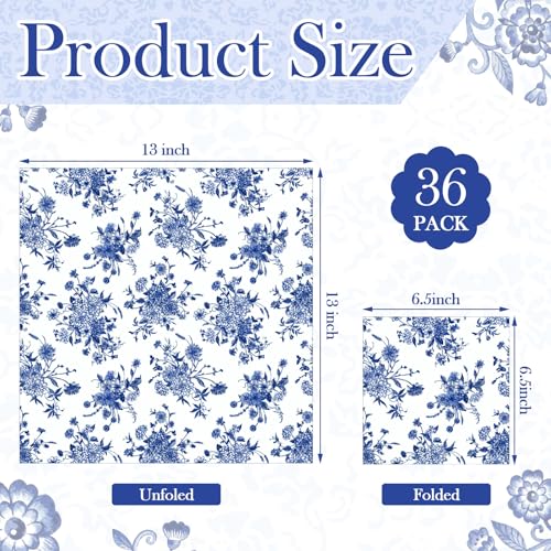 36 Pack 6 Style Blue and White Decoupage Chinoiserie Napkins (36 Count)