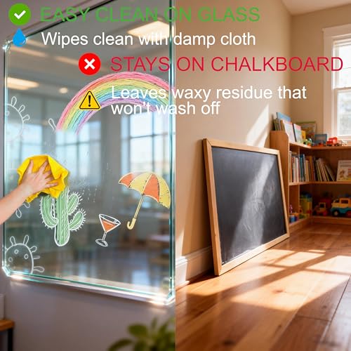 72 Pack Washable Window Chalk Set with 24 Holders (72 Count)