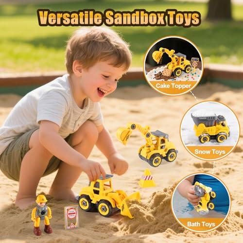 4PCS Take Apart Construction Toys for 3 Year Old Boy Birthday Gift (4 Count)