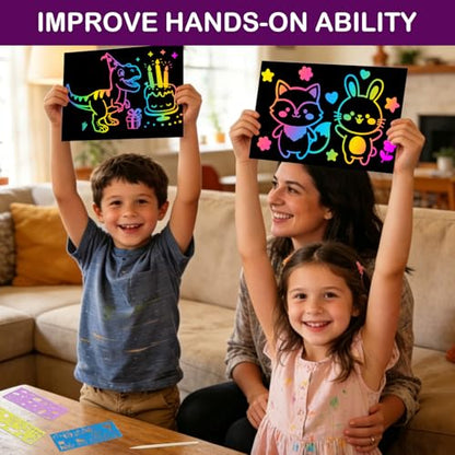 200 Pcs Rainbow Scratch Paper Art for Kids Arts and Crafts Kit