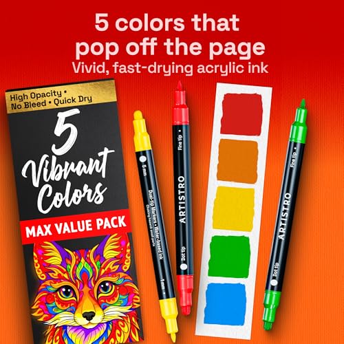 Dual Tip Acrylic Paint Marker Pens (5 Count)