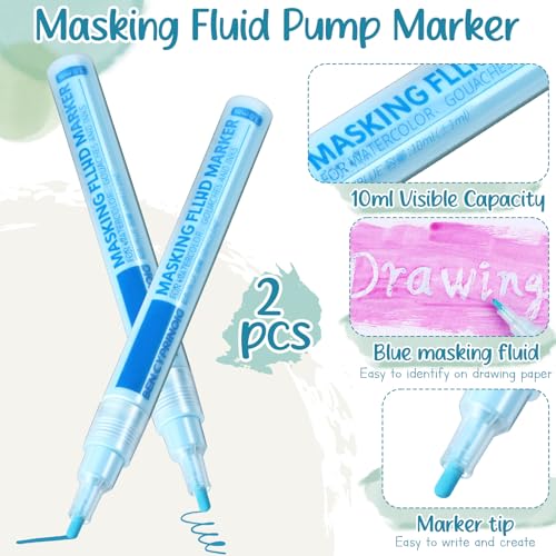 2 Pcs Masking Fluid Pen for Watercolor Painting (2 Count)