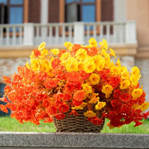 16 Bundles Artificial Fake Fall Flowers Plants for Outdoor Decoration (16 Count)