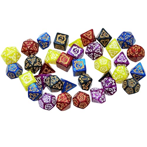 Retro Polyhedral Dice Sets with Pouches for D&D DND RPG MTG Dungeon and Dragons Table Board Roll Playing Games D4 D6 D8 D10 D% D12 D20