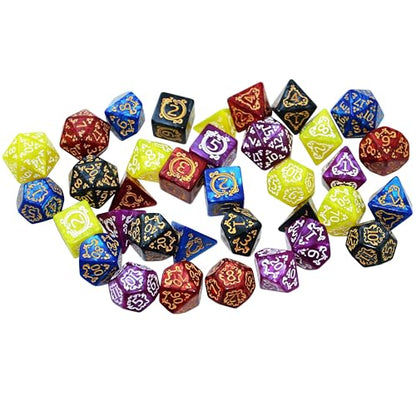Retro Polyhedral Dice Sets with Pouches for D&D DND RPG MTG Dungeon and Dragons Table Board Roll Playing Games D4 D6 D8 D10 D% D12 D20